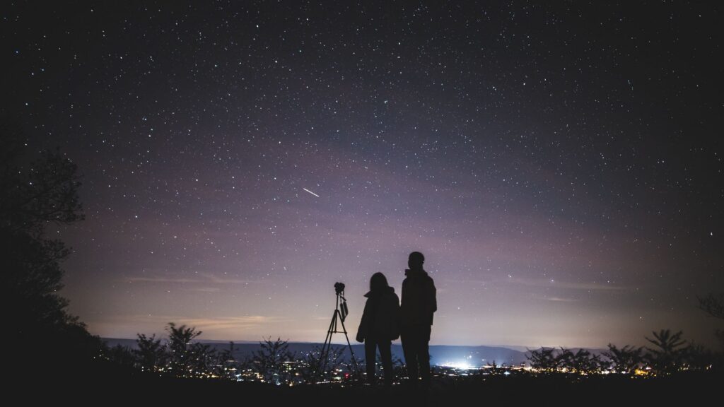 Stargazing experience in Circeo National Park near Sabaudia with night sky and city lights view